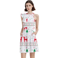 Christmas Cocktail Party Halter Sleeveless Dress With Pockets by saad11