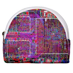 Technology Circuit Board Layout Pattern Horseshoe Style Canvas Pouch by Ket1n9