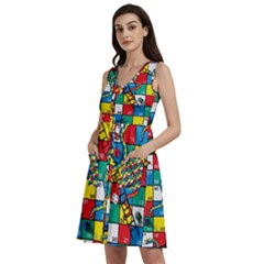 Snakes And Ladders Sleeveless Dress With Pocket by Ket1n9