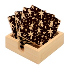 Colorful Funny Christmas Pattern Bamboo Coaster Set by Ket1n9