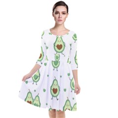 Cute Seamless Pattern With Avocado Lovers Quarter Sleeve Waist Band Dress by Ket1n9