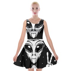 Alien Ufo Velvet Skater Dress by Bedest