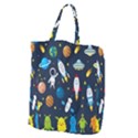 Big Set Cute Astronauts Space Planets Stars Aliens Rockets Ufo Constellations Satellite Moon Rover V Giant Grocery Tote View2
