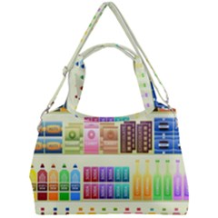 Supermarket Shelf Products Snacks Double Compartment Shoulder Bag by Cendanart