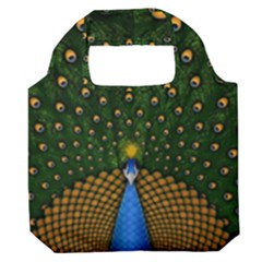 Peacock Feathers Tail Green Beautiful Bird Premium Foldable Grocery Recycle Bag by Ndabl3x