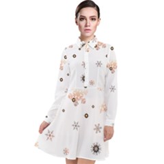 Golden-snowflake Long Sleeve Chiffon Shirt Dress by saad11