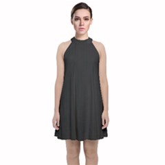 Black, Background, Simple Velvet Halter Neckline Dress  by nateshop