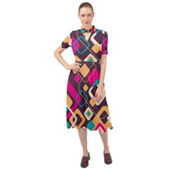 Colorful Abstract Background, Geometric Background Keyhole Neckline Chiffon Dress by nateshop