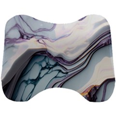 Marble Abstract White Pink Dark Head Support Cushion by Grandong