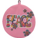 Flower Power Hippie Boho Love Peace Text Pink Pop Art Spirit Round Trivet View2