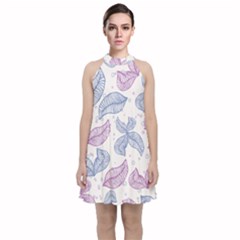 Blob Gradient Blur Scatter Velvet Halter Neckline Dress  by Cemarart