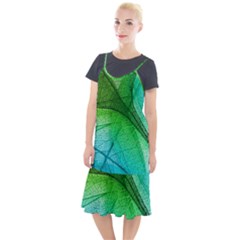 3d Leaves Texture Sheet Blue Green Camis Fishtail Dress by Cemarart