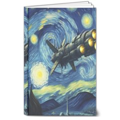 Spaceship Starry Night Van Gogh Painting 8  X 10  Hardcover Notebook by Maspions