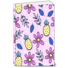 Flowers Petals Pineapples Fruit 8  X 10  Softcover Notebook by Maspions