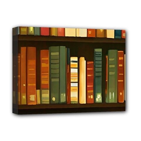 Books Bookshelves Library Fantasy Apothecary Book Nook Literature Study Deluxe Canvas 16  X 12  (stretched)  by Grandong