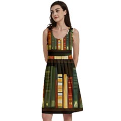 Books Bookshelves Library Fantasy Apothecary Book Nook Literature Study Classic Skater Dress by Grandong