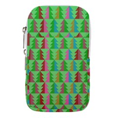 Trees Pattern Retro Pink Red Yellow Holidays Advent Christmas Waist Pouch (large) by Maspions
