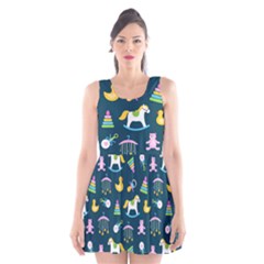 Cute Babies Toys Seamless Pattern Scoop Neck Skater Dress by Apen