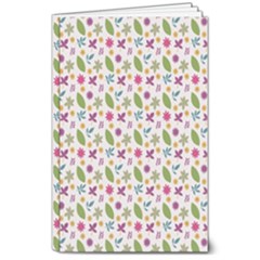 Pattern Flowers Leaves Green Purple Pink 8  X 10  Softcover Notebook by Maspions