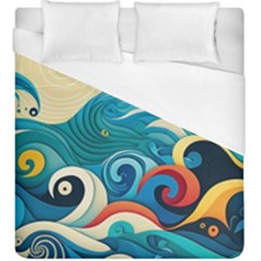 Waves Ocean Sea Abstract Whimsical Abstract Art Pattern Abstract Pattern Water Nature Moon Full Moon Duvet Cover (king Size) by Bedest