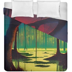 Nature Swamp Water Sunset Spooky Night Reflections Bayou Lake Duvet Cover Double Side (king Size) by Posterlux