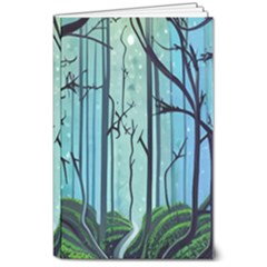 Nature Outdoors Night Trees Scene Forest Woods Light Moonlight Wilderness Stars 8  X 10  Softcover Notebook by Posterlux