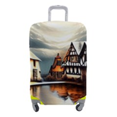 Village Reflections Snow Sky Dramatic Town House Cottages Pond Lake City Luggage Cover (small) by Posterlux