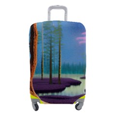 Artwork Outdoors Night Trees Setting Scene Forest Woods Light Moonlight Nature Luggage Cover (small) by Posterlux