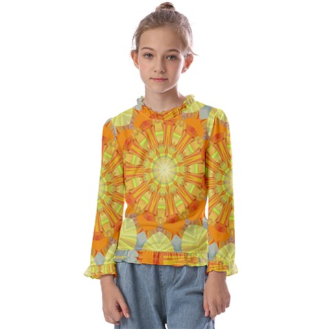 Sunshine-sunny-sun-abstract-yellow - Kids  Frill Detail T-shirt by Ravend