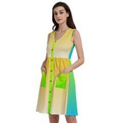 Gradient  Green, Yellow Sleeveless Dress With Pocket by 2607694c