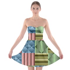 Patchwork Tile Pattern Mosaic Strapless Bra Top Dress by Loisa77
