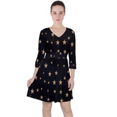 Little Stars Pattern Quarter Sleeve Ruffle Waist Dress by ConteMonfrey