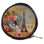 Fuschia Flowers Butterfly Eiffel Tower Vintage Paris Fashion Mini Makeup Case Front