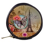 Fuschia Flowers Butterfly Eiffel Tower Vintage Paris Fashion Mini Makeup Case Back