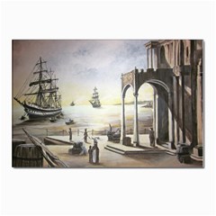 Waiting At The Docks Postcard 4 x 6  (10 Pack) by ArtByThree