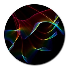 Imagine, Through The Abstract Rainbow Veil 8  Mouse Pad (round) by DianeClancy