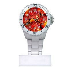  Flame Delights, Abstract Red Orange Nurses Watch by DianeClancy