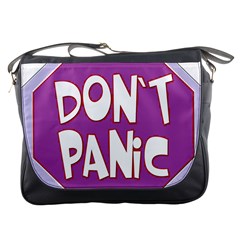 Purple Don t Panic Sign Messenger Bag by FunWithFibro