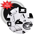 Books And Coffee 3  Button Magnet (10 pack) Front