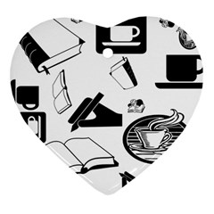 Books And Coffee Heart Ornament (two Sides) by StuffOrSomething