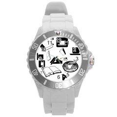 Books And Coffee Plastic Sport Watch (large) by StuffOrSomething