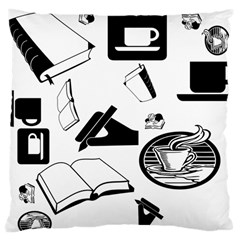 Books And Coffee Large Cushion Case (two Sided)  by StuffOrSomething