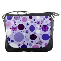 Purple Awareness Dots Messenger Bag by FunWithFibro