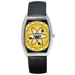Atom Symbol Tonneau Leather Watch by StuffOrSomething