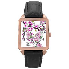 Cherry Bloom Spring Rose Gold Leather Watch  by TheWowFactor
