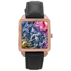 Texture   Rainbow Foil By Dori Stock Rose Gold Leather Watch  by TheWowFactor