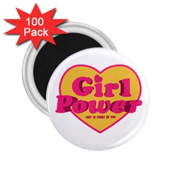 Girl Power Heart Shaped Typographic Design Quote 2 25  Button Magnet (100 Pack) by dflcprints