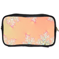 Peach Spring Frost On Flowers Fractal Travel Toiletry Bag (two Sides) by Artist4God