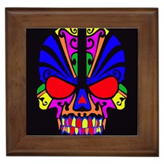 Skull In Colour Framed Ceramic Tile by icarusismartdesigns