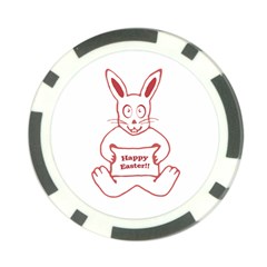Cute Bunny With Banner Drawing Poker Chip by dflcprints